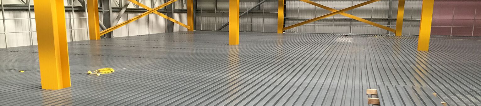 ResinDek corrugated metal decking.